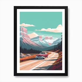 A Hammer Car In Icefields Parkway Flat Illustration 4 Art Print