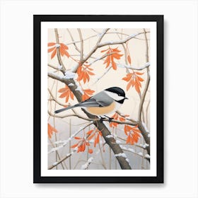 Winter Bird Painting Carolina Chickadee 3 Art Print