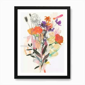 Prairie Clover 3 Collage Flower Bouquet Art Print