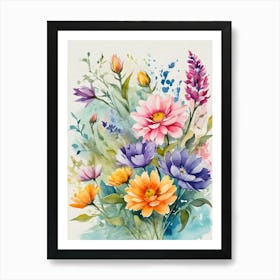 Watercolor Flowers 5 Art Print