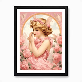 Vintage Pink Illustration Kitsch 3 Affiche