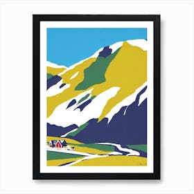 Hotham, Australia Midcentury Vintage Skiing Poster Art Print