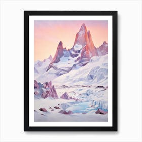 Dreamy Winter Painting Torres Del Paine National Park Argentina 1 Art Print