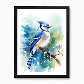 Snowy Blue Jay 1 Art Print