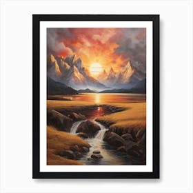 Sunset In The Mountains 4 Art Print