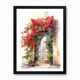 Rome, Italy   Mediterranean Doors Watercolour Painting 3 Art Print