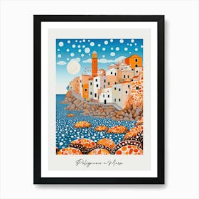 Poster Of Polignano A Mare, Italy, Illustration In The Style Of Pop Art 2 Art Print