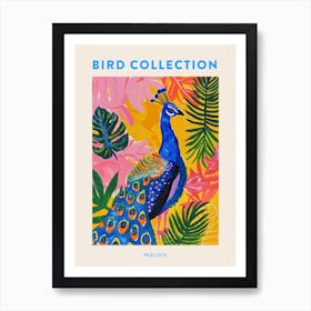 Colourful Tropical Peacock Painting 3 Poster Art Print