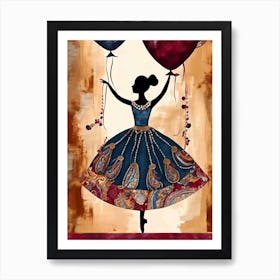 Ballerina Balloons Art Print