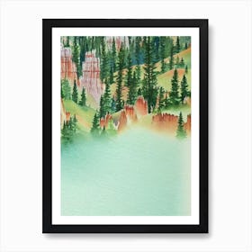 Bryce Canyon National Park United States Of America Water Colour Poster Art Print