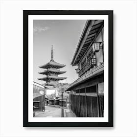 Historic Kyoto With Yasaka Pagoda In Monochrome Art Print