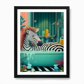 Cute Zebra In A Tub Bathroom Art Print