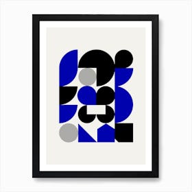 Blue And Black Geometrical Shapes Art Print