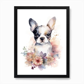 Floral Baby Puppy Dog Watercolour 4 Art Print