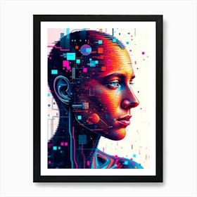 Digital Portrait Of A Woman with Creative Forms Art Print