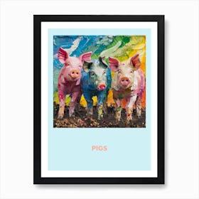 Pigs In The Mood Textured Collage Poster Art Print