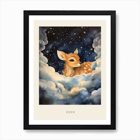 Baby Deer 5 Sleeping In The Clouds Nursery Poster Art Print