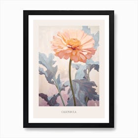 Floral Illustration Calendula 1 Poster Art Print