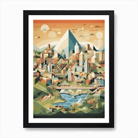 Glasgow, United Kingdom, Geometric Illustration 4 Art Print