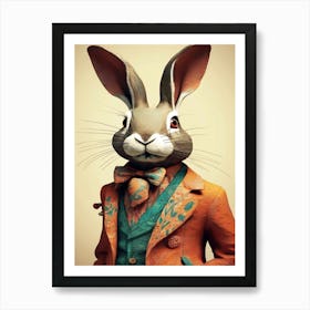 Bohemian Rabbit In A Suit  Art Print