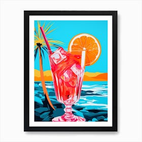 Cocktail With Orange Slice Colour Pop 1 Art Print