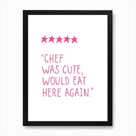 Funny Food Review Pink Art Print