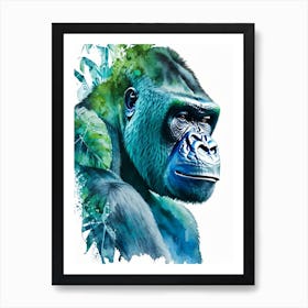 Gorilla In Jungle Gorillas Mosaic Watercolour 2 Art Print