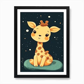 Baby Giraffe Minimalistic Illustration 1 Art Print