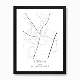 Ertvelde,Belgium Minimalist Map Art Print