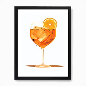 Watercolour Aperol Spritz Floral Infusion Cocktail 4 Art Print