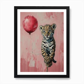 Cute Jaguar 2 With Balloon Art Print