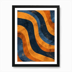 Blue And Orange Wavy Pattern Art Print