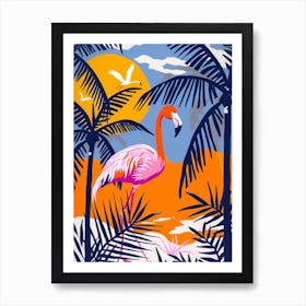 Greater Flamingo Camargue Provence France Tropical Illustration 4 Art Print