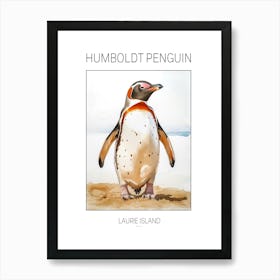 Humboldt Penguin Laurie Island Watercolour Painting 1 Poster Art Print