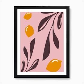 Lemons On Pink Art Print