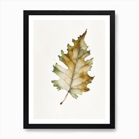 Oak Leaf Minimalist Watercolour Art Print