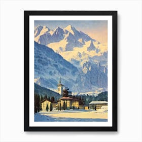 Cortina D'Ampezzo, Italy Ski Resort Vintage Landscape 2 Skiing Poster Art Print