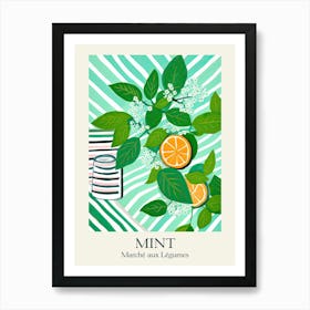 Marche Aux Legumes Mint Summer Illustration 8 Art Print