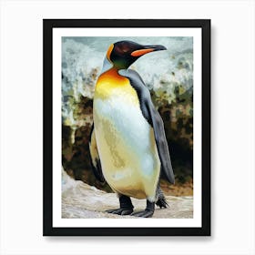 Galapagos Penguin Bartolom Island Colour Block Painting 2 Art Print