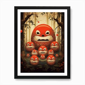 Daruma Dolls Japanese Illustration 9 Art Print