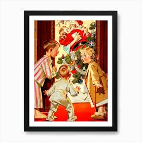 Santa Claus Is Kissing Mam Art Print