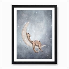 Good Night Giraffe On The Moon Art Print