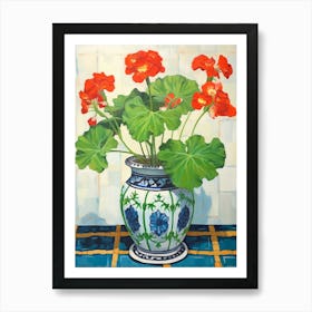 Flowers In A Vase Still Life Painting Geranium 2 Art Print