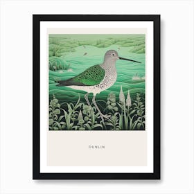 Ohara Koson Inspired Bird Painting Dunlin 2 Poster Art Print