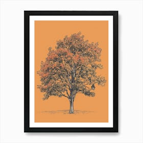 Chestnut Tree Minimalistic Drawing 2 Art Print