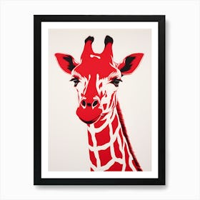 Red Giraffe Art Print