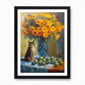 Delphinium With A Cat 1 Art Print