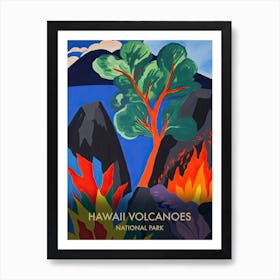 Hawaii Volcanoes National Park Travel Poster Matisse Style 3 Art Print