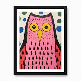 Pink Polka Dot Owl 1 Art Print