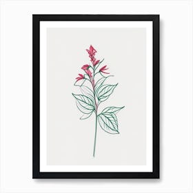 Peppermint Floral Minimal Line Drawing 2 Flower Art Print